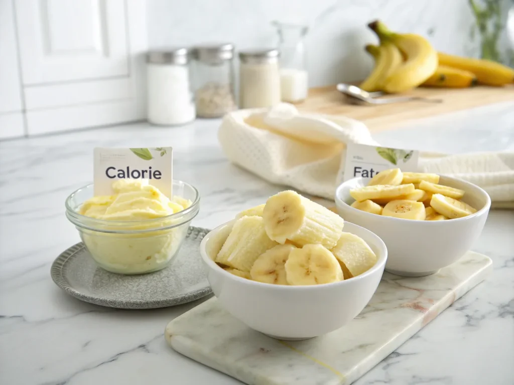Freshly baked banana-based fudge brownies with a rich, gooey texture, made using mashed bananas as a butter substitute.